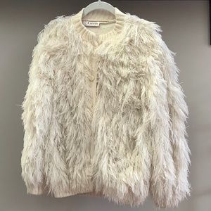 ARISSA Vintage Shag ‘String’ Bomber-Style Snap-Front Sweater Jacket